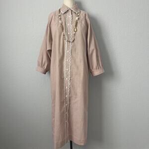 Vintage Leslie Fay Pinkish Cream Linen Maxi Dress